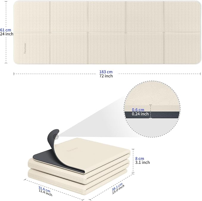 Readaeer Double Color Yoga Mat - 72"x24"x0.24" (6mm),Non-Slip TPE Exercise Mat