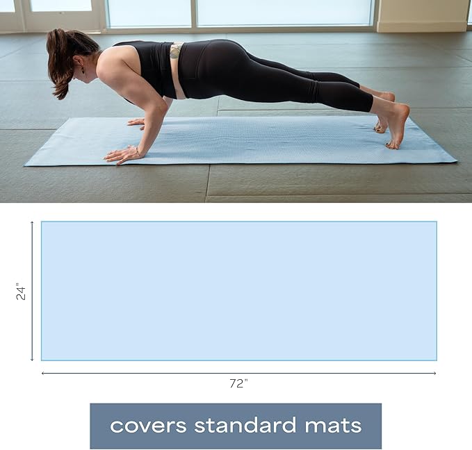 S&T INC. Aura Microfiber Yoga Mat Towel with Grip, 2 Pack, 24" x 72", Blue | Silicone Grip Backing, Soft and Absorbent, Quick-Dry for Gym, Pilates, and Hot Yoga, Compact for Gym Bag, Machine Washable