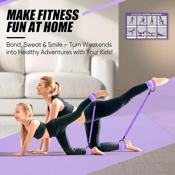KUZARO Ankle Resistance Bands with Cuffs, Ankle Weights Bands for Working Out, Women Leg and Glutes Workout Equipment, Exercise Bands for Kickbacks, Butt and Booty Trainer, Home Gym Fitness Equipment