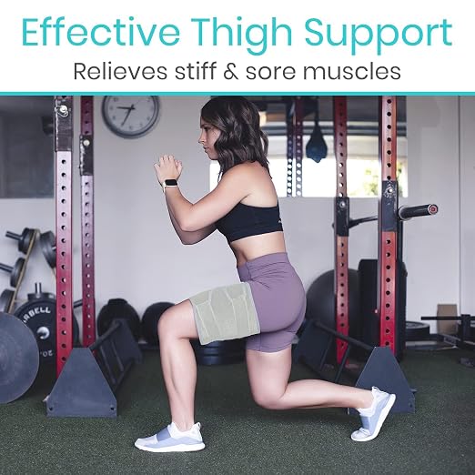 Vive Thigh Brace - Hamstring Quad Wrap - Adjustable Compression Sleeve | Support for Pulled Groin Muscle, Sprains, Quadricep, Tendinitis, Workouts, Sciatica Pain and Sports Recovery - Men, Women