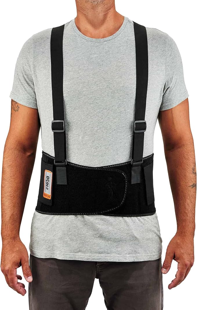 Ergodyne ProFlex 1650 Back Support Belt, 7.5" Elastic, Adjustable, Removeable Straps (Pack of 2)