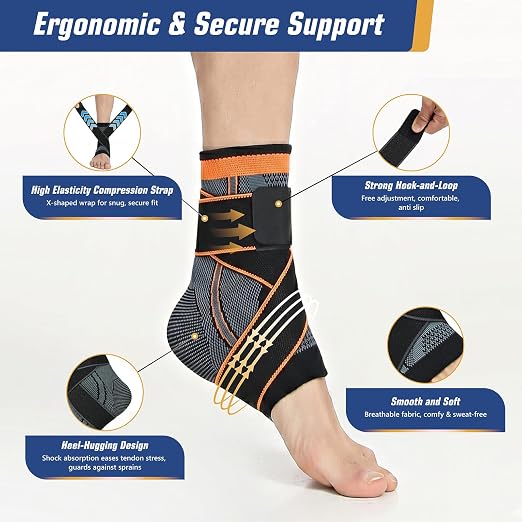 Plantar Fasciitis Socks for Sprained Ankle Support, Compression Socks with Adjustable Strap for Plantar Fasciitis Relief, Ankle Brace Sleeve for Women & Men, Achilles Tendonitis Pain Relief(Blue-XL)