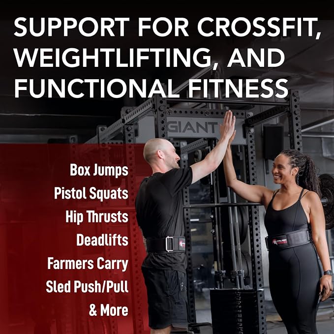 Dark Iron Fitness Self-Locking Weight Lifting Belt for Powerlifting, Squats, Premium Gym Core & Back Support, Weightlifting Training Equipment