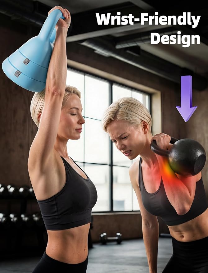 Adjustable Kettlebell, 5lb 9lb 15lb Kettlebell Weights Set, Ergonomic Design & Wide-Handle for Home Gym, Full-Body Workouts Strength Training and Weight Loss, Good for Men Women & Beginners