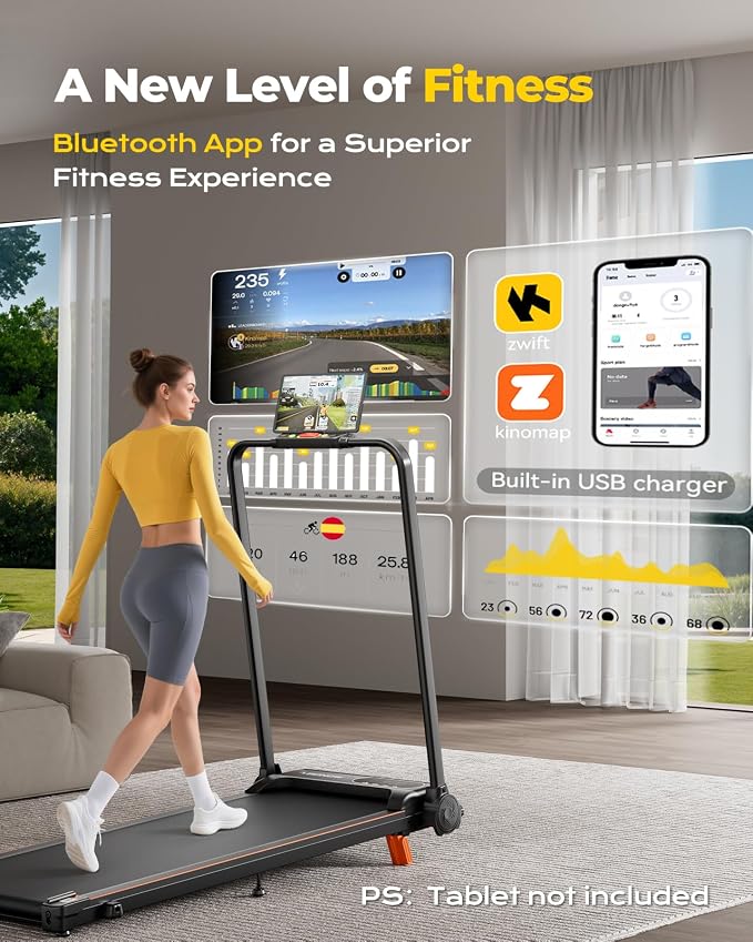 Abonow Walking Pad Treadmill with Handle Bar for Home Office | 3.0HP Compact Treadmills, 8% Manual Incline 2 in 1 Under Desk Walking Machine, LED Display, 265 LBS Capacity