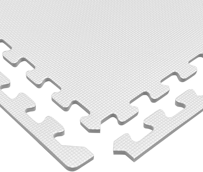 We Sell Mats 1/2" Thick Multipurpose EVA Foam Exercise Floor Mat, Interlocking Tiles, Anti-Fatigue for Home or Gym, 24 in x 24 in, 4 Tiles, White