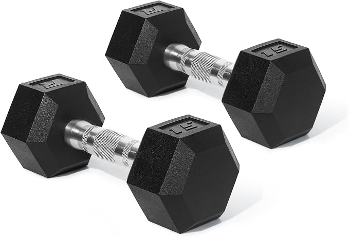 RitFit 5-650 LBS PVC Hex Dumbbell Sets with Optional Rack for Home Gym | PVC Coated Anti-Roll Hex Design, Chrome Handle with Ergonomic Grip, Full Body Strength Training with Optional Rack