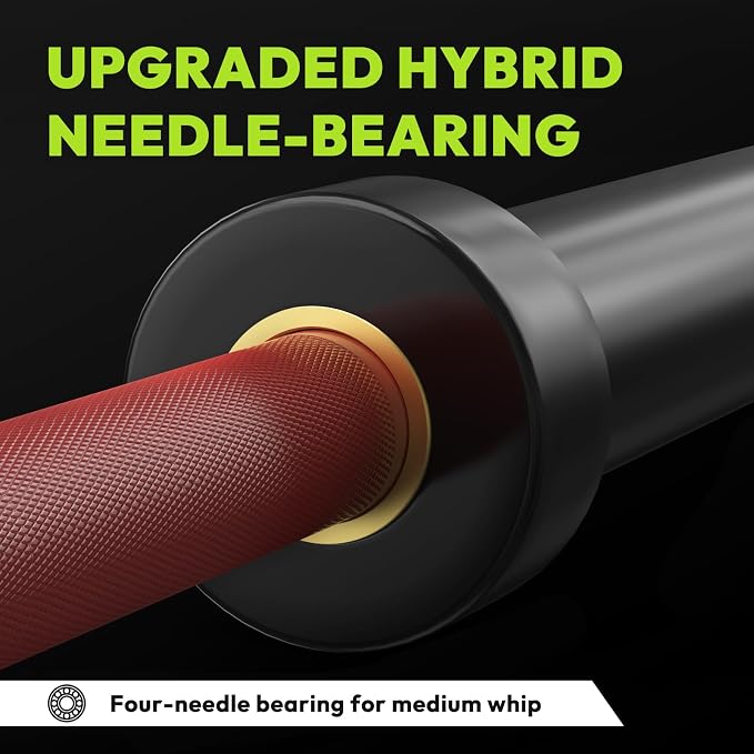 HANDBODE 7 FT Olympic Barbell 45 LB, 2-Inch Weight Bar, 1000 LB | Needle Bearings, Knurled Grip, Hard Chrome Coating, Powerlifting, Bench Press, Deadlift, Squat, Hip Thrusts And Cleans