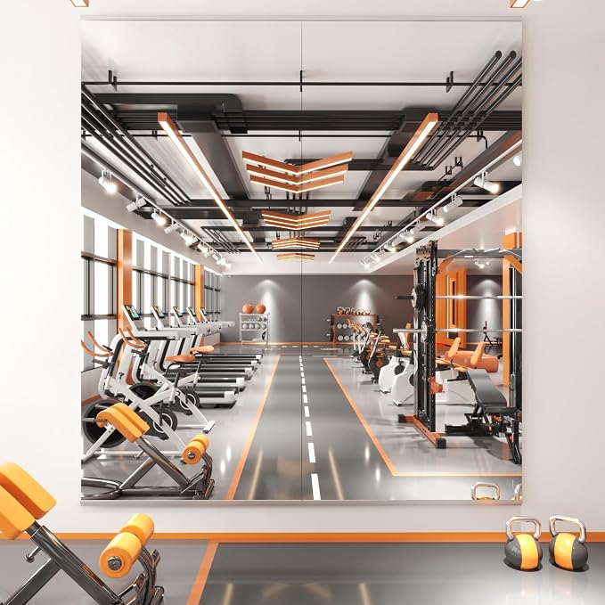 Peegel 79''x36''(2PCS) Large Home Gym Mirror | Frameless Tempered Glass Workout Mirrors for Home Gym Wall,Yoga,Garage,Dance