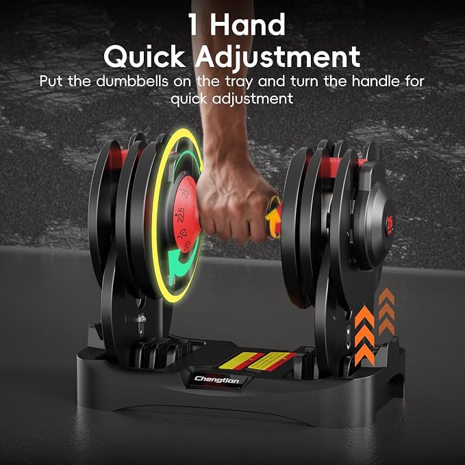 New Upgraded Adjustable Dumbbell Set of 2 (52.5 lbs/25 lbs), 15/9 Weights Dumbbell Set with Safe Locking System, Quick Adjustable Dumbbells For Men and Women Home Gym Workout with Anti-Slip Handle