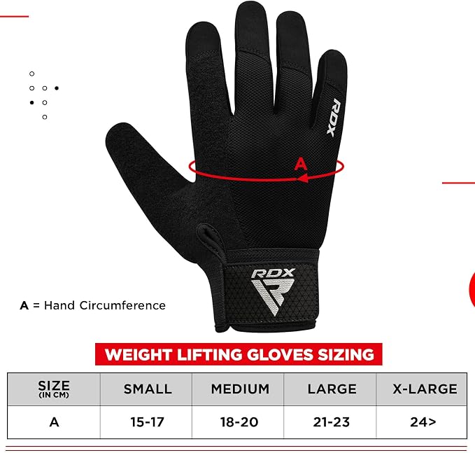 RDX Weight Lifting Gloves Gym Workout, Full Finger Touch Screen, Breathable Anti Slip Padded Palm Protection, Fitness Strength Training Powerlifting HIIT WOD Exercise, Men Women Home Gym Cycling