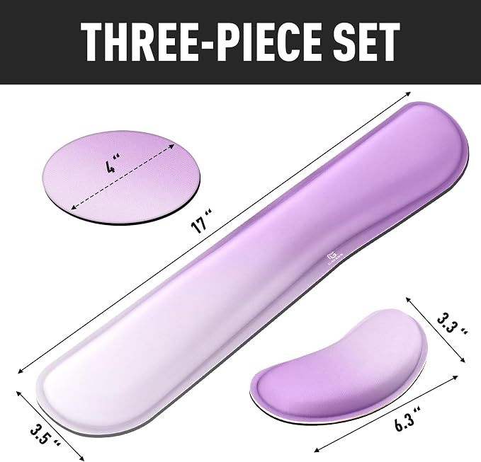 Gimars Upgrade Enlarge Silky Gel Memory Foam Keyboard Wrist Rest, Wrist Rest for Computer Keyboard, Ergonomic Mouse pad Rests for Typing Pain Relief, Wrist Support for Office, Gaming, Purple Gradient