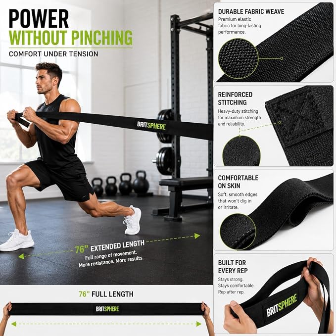 76-Inch Long Fabric Resistance Bands for Women & Men | Heavy Duty, Pull Up Assistance, Non-Slip Elastic, Home Gym Equipment, Strength Training, Pilates & Calisthenics