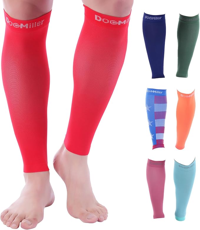 Doc Miller Compression Calf Sleeve for Men & Women, 20-30mmHg | Graduated Support for Running, Shin Splints, Calf Strain, Knee High, Small to 6XL Plus Size
