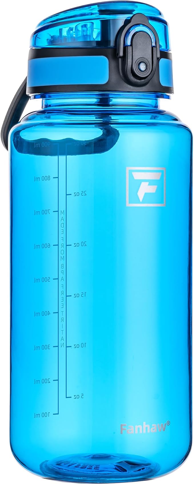 Fanhaw 32 Oz Clear Tritan Water Bottle, BPA-Free & Leak-Proof, Wide Mouth with Anti-dust Chug Lid, Reusable Plastic Bottle for Gym, Travel, School & Office, Back to School Essentials (Classic Blue)