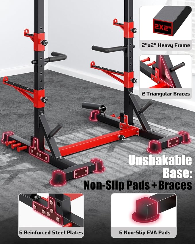 YOLEO Smith Machine & Squat Rack Combo, Multi-Functional Power Racks with Adjustable Width & Pull-Up Bar, Cable Crossover Power Cage, Independent Dual-Pulley System for Home Gym Garage Basement