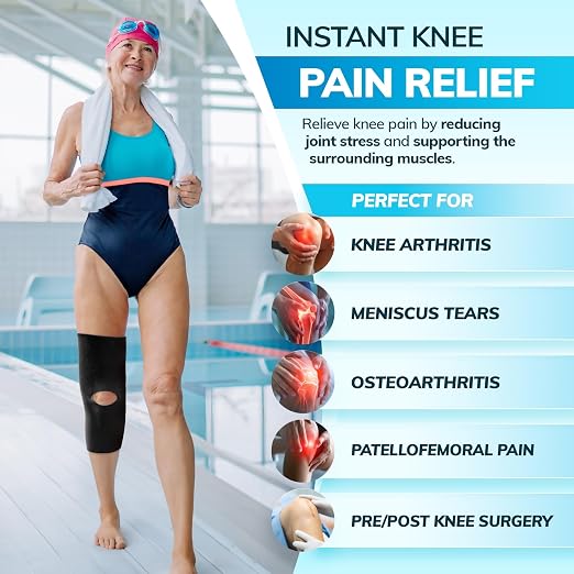 BraceAbility Open Patella/Open Back Neoprene Knee Sleeve | Water-Resistant Athletic Compression Knee Brace for Swimming, Wakeboarding, Scuba Diving, Surfing, Waterskiing and Other Sports (2XL)
