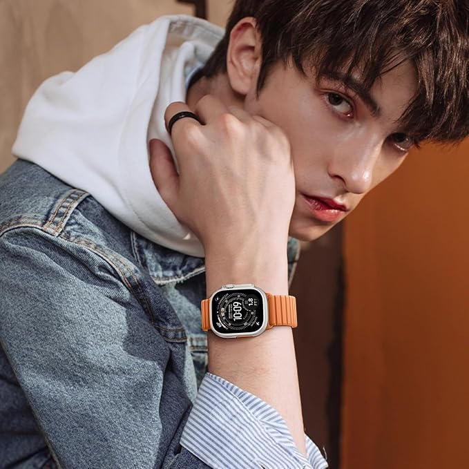 Magnetic Sport Silicone for Apple Watch Ultra 3 2 Band 49mm 46 45 44mm Men | Upgraded Magnet,Two-Tone Design,Waterproof,Soft Loop Strap for iWatch Ultra 3/2 Series 11 10 9 8 7 6 5 4 SE 46mm 45mm 44 49