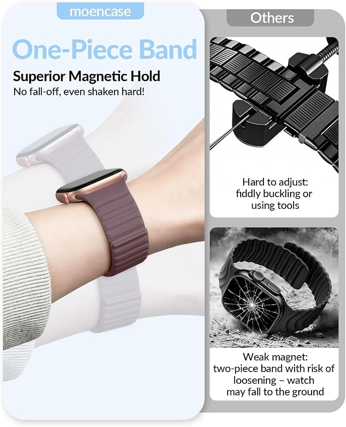 Patented Magnetic Silicone Sport Band for Apple Watch Bands for Women Men | Soft Silicone Solo Loop 40mm 38mm 41mm 44mm 45mm 42mm 49mm, Sport Strap for iWatch Series 11 10 9 8 7 6 5 4 3 2 1 SE Ultra