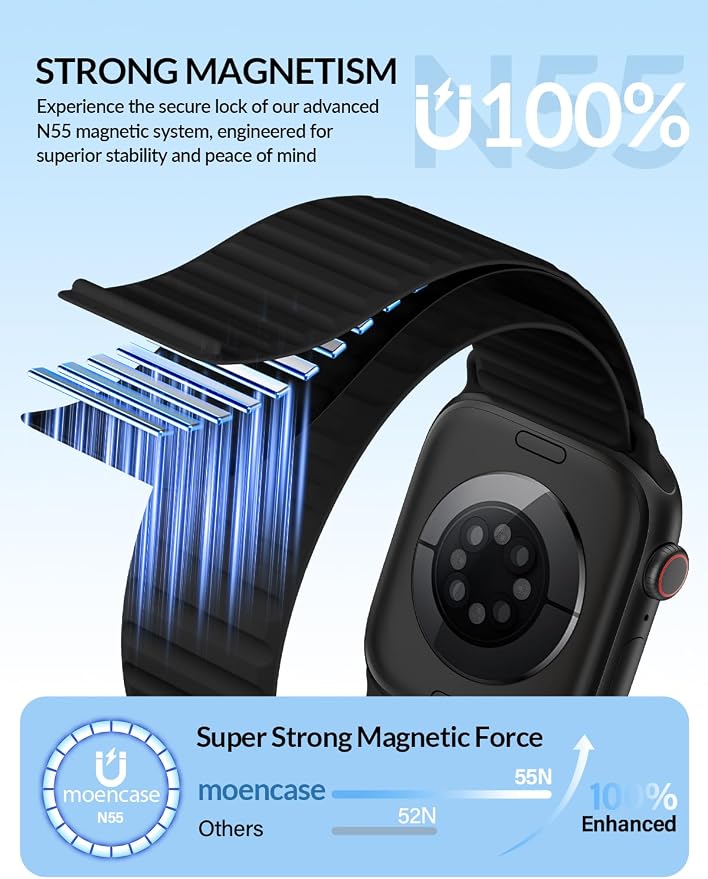 Patented Magnetic Silicone Sport Band for Apple Watch Bands for Women Men | Soft Silicone Solo Loop 40mm 38mm 41mm 44mm 45mm 42mm 49mm, Sport Strap for iWatch Series 11 10 9 8 7 6 5 4 3 2 1 SE Ultra