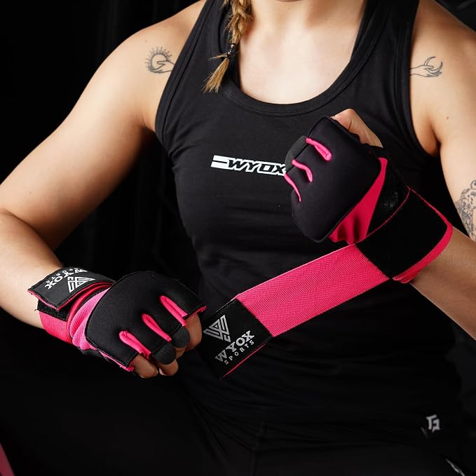 WYOX Neoprene Gel Boxing Hand Wraps Inner Gloves for Men & Women – 80cm/31in Quick Wrist Strap, Padded Knuckle Protection, Fingerless MMA Muay Thai Kickboxing Wraps for Training & Martial Arts
