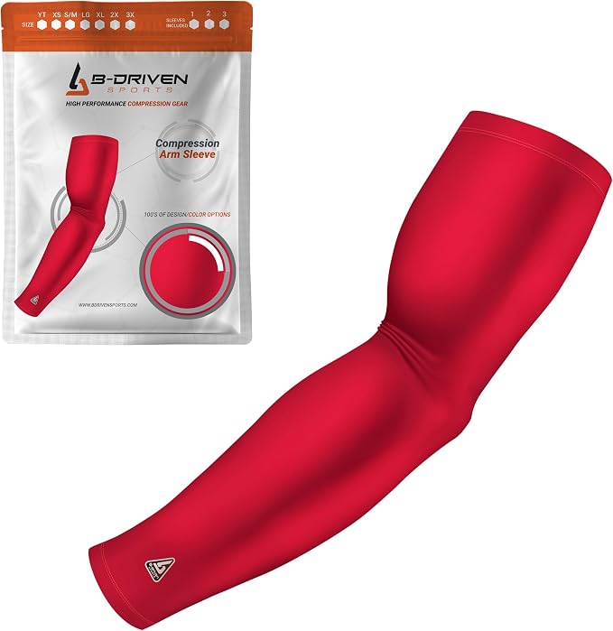 Pro-Fit Compression Arm Sleeve for Men, Women & Youth, Volleyball Baseball Basketball Weightlifting - Single