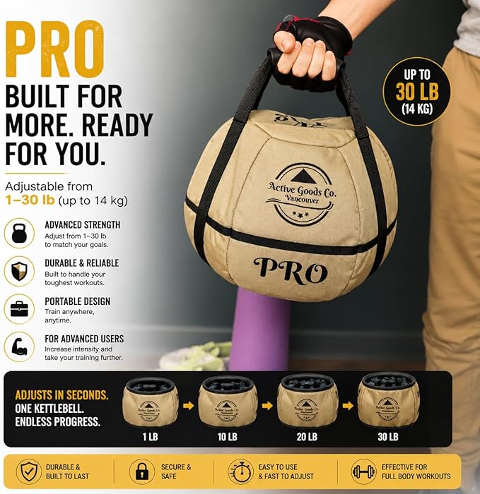ActiveGoodsCo. Kettlebell Sandbag for fitness workout, different sizes Up to 75lb.