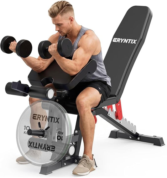 Adjustable Weight Bench,Foldable Pro Heavy-Duty Workout Bench | 1600LBS Bench Press 21-Position Multifunctional Weight Bench with Leg Extension,Iscc Plus Certified for Home Gym