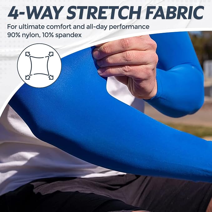 KUHNMARVIN 2 Pairs Arm Sleeves Compression UV Protection Cooling Sun Sleeves Tattoo Cover Up Basketball Arm Sleeves Football