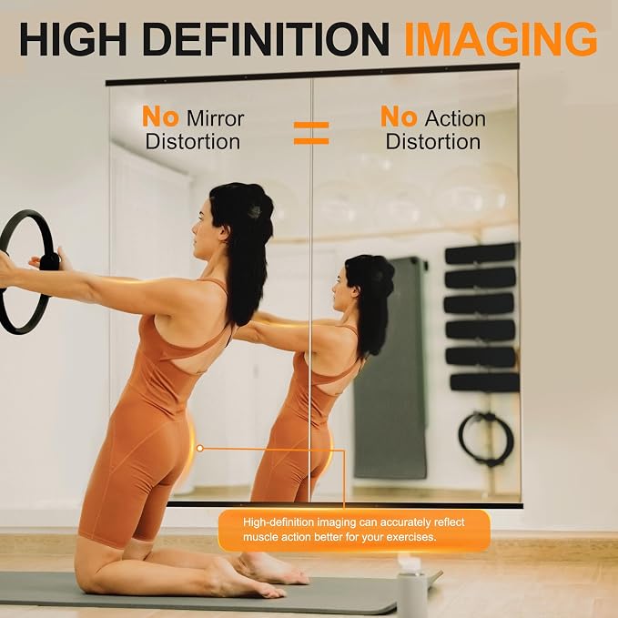 Delma Large Full Body Mirror for Yoga, Frameless Wall-Mounted Glass Panel (60"x25"-Black) 2PCS for Home, Garage, Bedroom & Bathroom