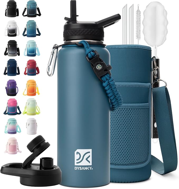 DYSANKY Insulated Water Bottle with Portable Carrier Bag for Outdoor 40 oz