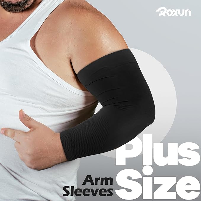 ROXUN Plus Size Arm Sleeves, UV Protection Cooling Sports Arm Cover Unisex | Extra‑large compression arm sleeves for men and women,highly‑stretchy fabric,suitable for outdoor activities