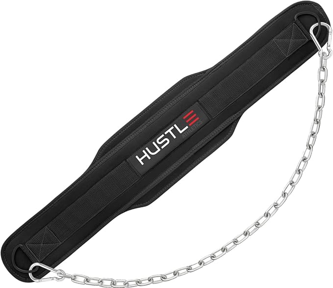 Dip Belt with Chain for Weightlifting – 42in Steel Belt Chain, 7in Padded Back Support, 400lb Capacity – Weighted Belt for Pullups, Dips, Squats – Heavy Duty Weight Belt for Men and Women