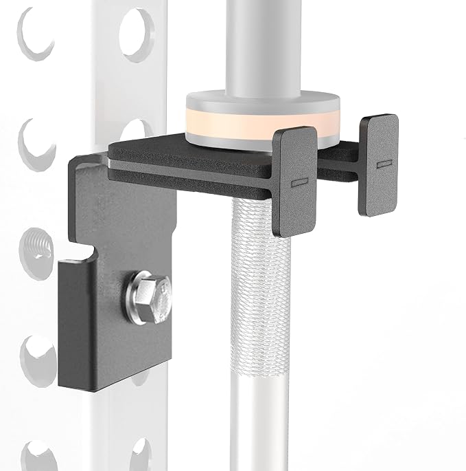 Rack-Mounted Olympic Barbell Holder for 2x2 & 2x3 Power Racks, No Drilling Required – Heavy-Duty Steel Storage with Protective Padding, Space-Saving Gym Equipment