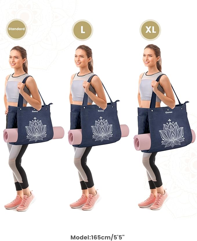 Gonex Yoga Mat Bag with Zipper Mat Carrier Canvas Gym Tote | Durable Canvas, Zipper Closures Prevent Slipping, Quick Access, Bottle Holder, Fits Yoga Blocks, Gym & Travel Use