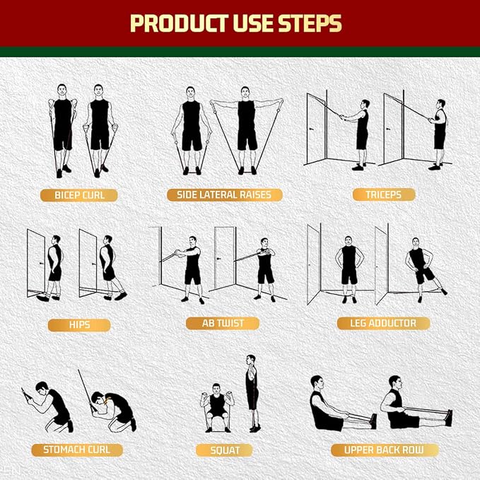 VEICK 10-150LBS Resistance Bands with Handles, Ankle Straps, Door Anchor | Accredited Lab Certified, 100% Natural Latex, Versatile for Yoga, Pilates, Strength, Home Gym