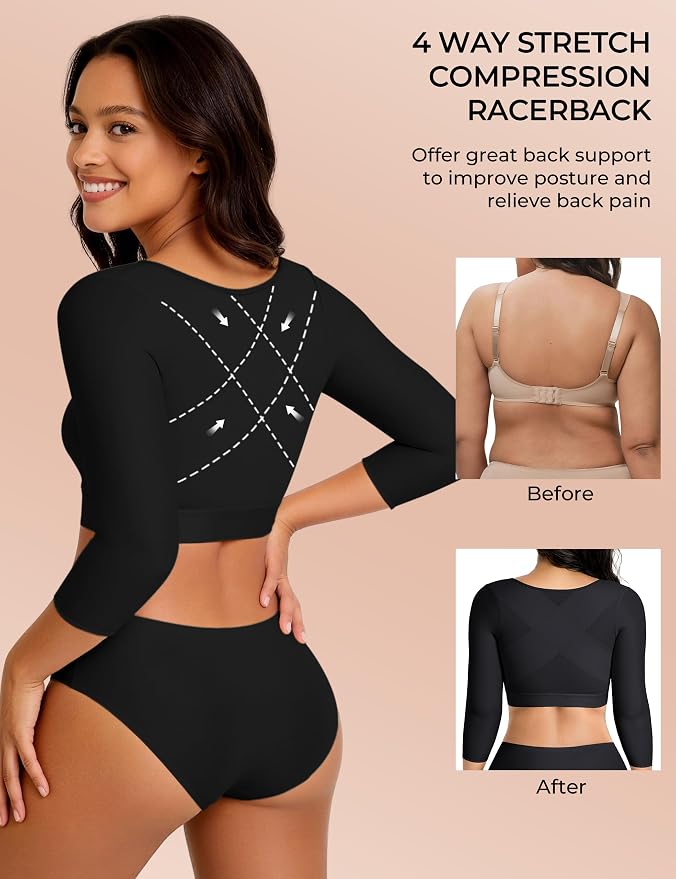 Arm Compression Sleeves for Women Post Surgery Front Closure Bra Slimming Arm Lipo Shapewear Top