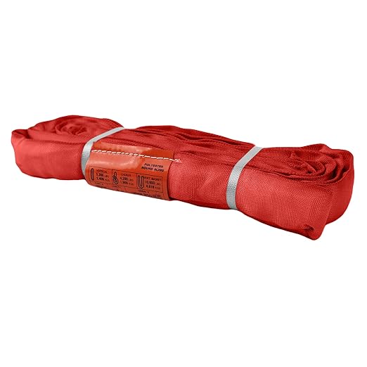 ATERET Powerlift Red Polyester Endless Round Sling - 14 Feet Length, 13,200 lb. Vertical Capacity, 26,400 lbs Basket - Heavy Duty Poly Lifting Sling