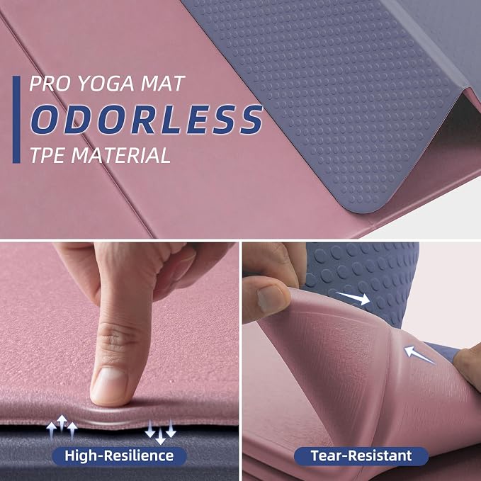 ILILI Foldable Yoga Mat 10mm, Extra Thick, Extra Long, 75x26x0.4 Inch, TPE | Non-Slip Grip, Easy Carry&Storage, Comfort Cushion, SGS Safe, Suitable for Yoga, Pilates, Home Exercise&Outdoor Travel