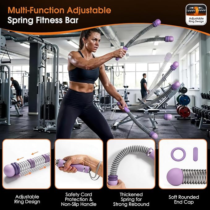 Ropeless Battle Rope - Portable Weighted Battle Ropes with Adjustable Weights No Anchor Design for Home Gym HIIT, Strength, Core, Full Body Workout Heavy Duty for Men & Women (Purple)