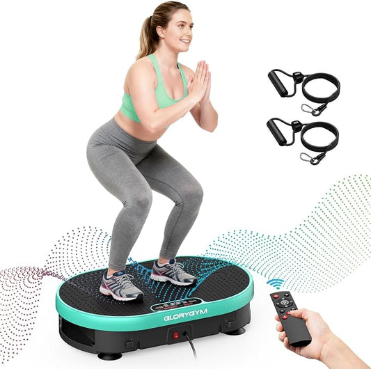 Vibration Plate Exercise Machine for Body Shaker Machine & Weight Loss, Shake Plate with Resistance Bands, 120 Speed Levels, Remote Control, Full Body Workout, Compact Home Gym Equipment