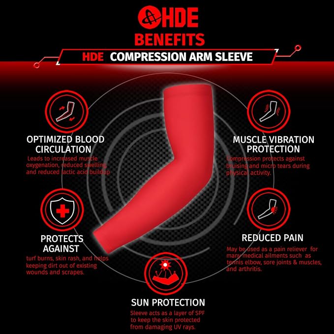 HDE Arm Compression Sleeves for Kids Basketball Shooting Sleeve Youth Sports Cooling Sun Protection Football Baseball 1 Pair