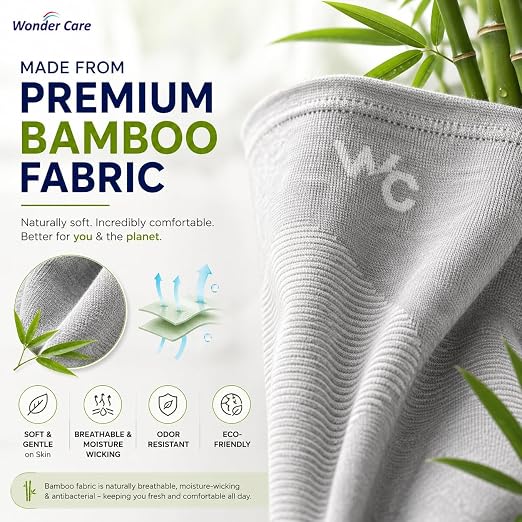 Wonder Care 2-Pack Bamboo Knee Compression Sleeve for Men and Women, Compression Knee Sleeve for Running, Volleyball, Gym Weightlifting Made from Bamboo Yarn, Perfect Knee Brace for Knee Pain and Enhanced Comfort - 1 Pair