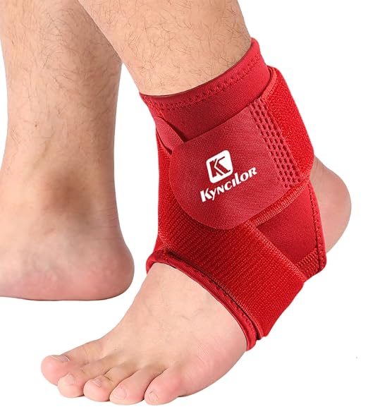 SUJAYU Ankle Brace & Elastic Supports for Men & Women, Ankle Support Ankle Compression Sleeve, Plantar Fasciitis Relief Achilles Tendonitis Brace Achilles Tendonitis Wrap, Pack of 1 (Red, Small)