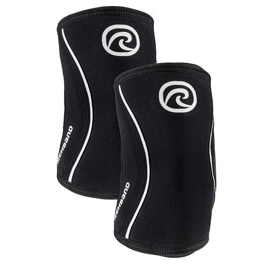 Rehband Elbow 5mm Compression Sleeve, Neoprene Elbow Sleeves for Weightlifting, Anatomical Design, Non-Slip & Close Fitting, Elbow Support Unisex, Colour:Black - 1 Pair, Size:Large