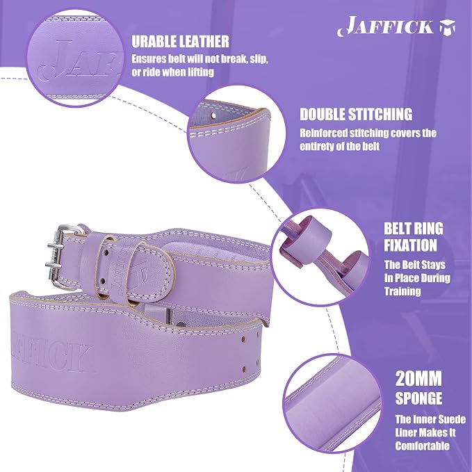 Jaffick Weight Lifting Belt For Ladies Leather Gym Belts Lower Waist Back Support For Women Men Fitness Squat Deadlift Heavy Duty Cross Training Gym Powerlifting Workout