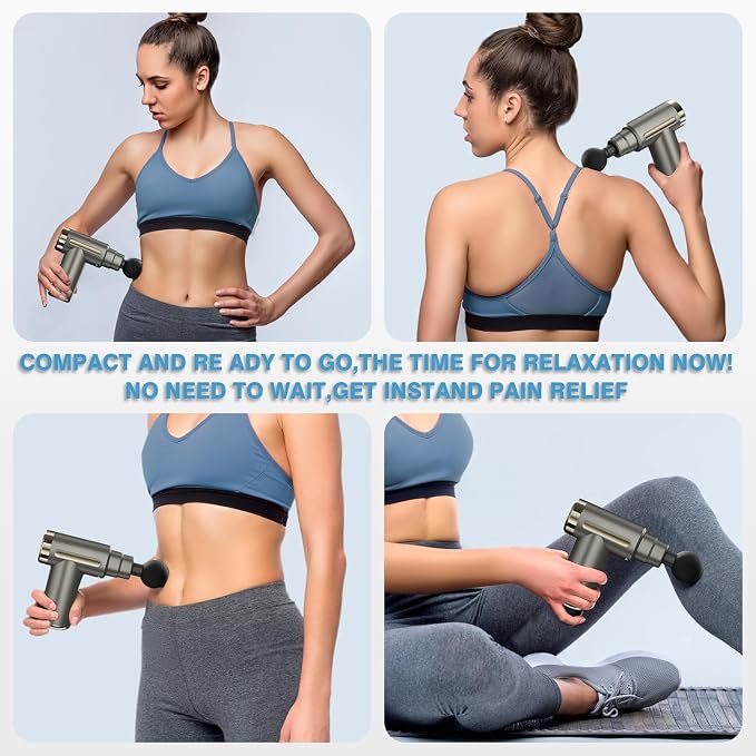 cotsoco Massage Gun Deep Tissue for Pain Relief with 4 Massage Heads & 6 Speeds, Electric Mini Handheld Body Massager for Any Pain Relief, Best Gifts for Men and Mom
