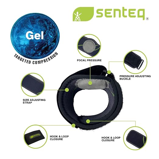 Black Tennis Elbow Brace: Arm Band for Tennis Elbow, Golfer Elbow and Forearm Support, Neoprene Wraps and Strap, Braces for Men and Women