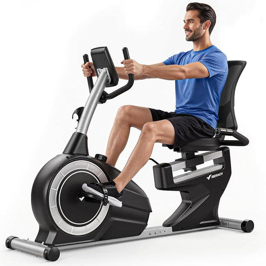 MERACH Recumbent Exercise Bikes for home, Light Commercial High-end Recumbent Bike for Seniors Adults, Magnetic Recumbent Exercise Bike with Smart Bluetooth and Exclusive App, LCD, Heart Rate Handle