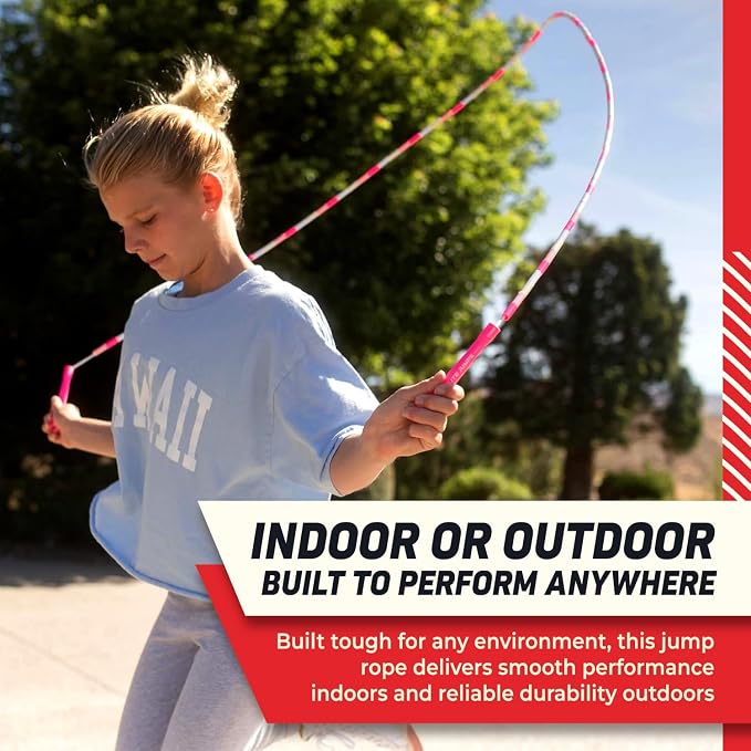 Elite Jumps Beaded Kids Jump Rope, Adjustable | Shatterproof segmented beads. Tangle-free and lightweight. Fun fitness and outdoor play for kids.